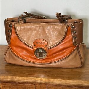 ETRO Tan and Orange Leather Bag